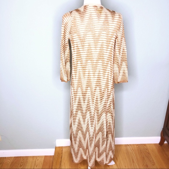 Calypso St. Barth Cream Gold long open cardigan - Picture 2 of 8
